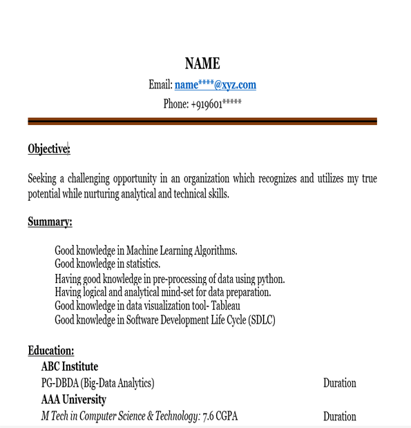 Big Data Analytics Resume Templates